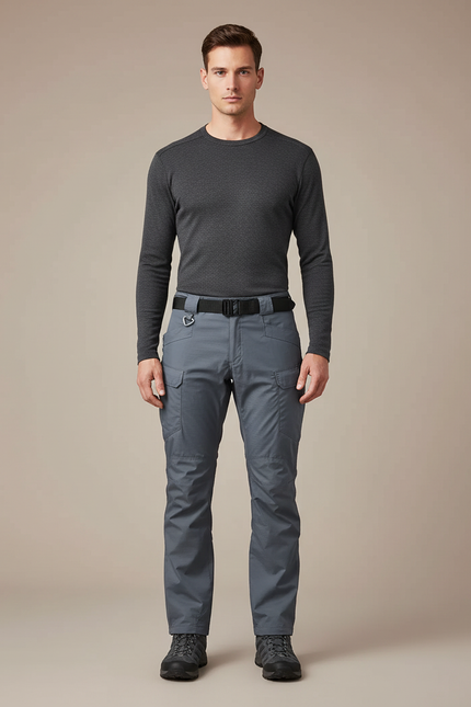 Pantalon Randonnée Gris Cargo Multi-Poches Homme Tactique - Polyester