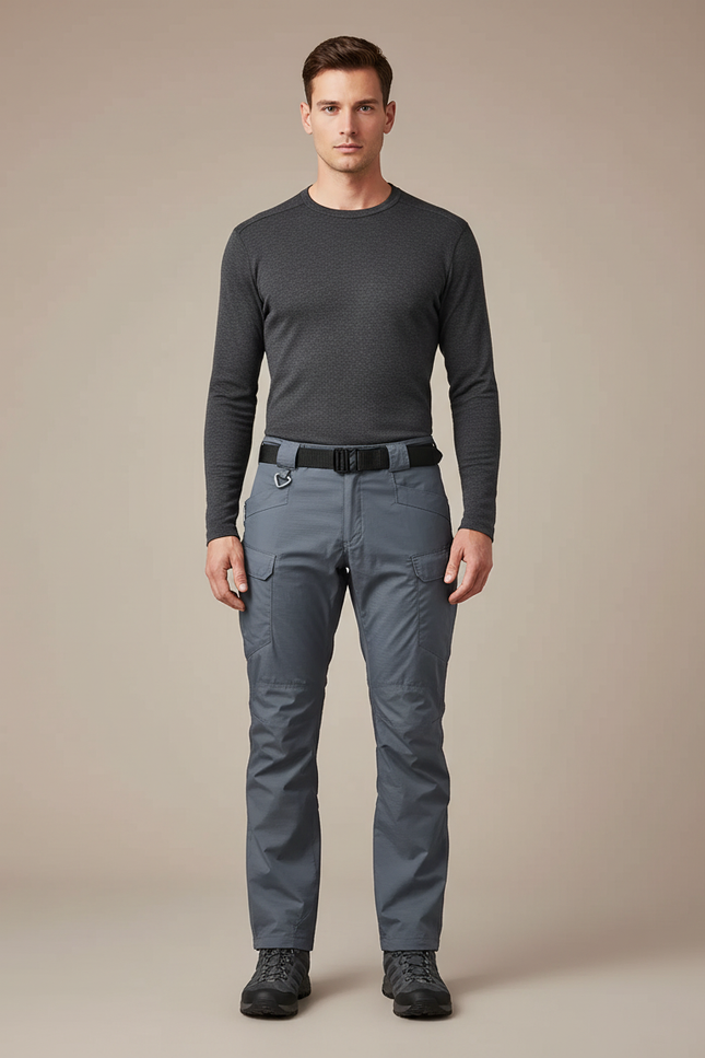 Pantalon Randonnée Gris Cargo Multi-Poches Homme Tactique - Polyester