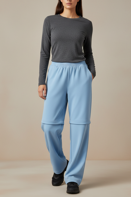 Pantalon Randonnée Convertible Bleu Ample Femme - Polyester