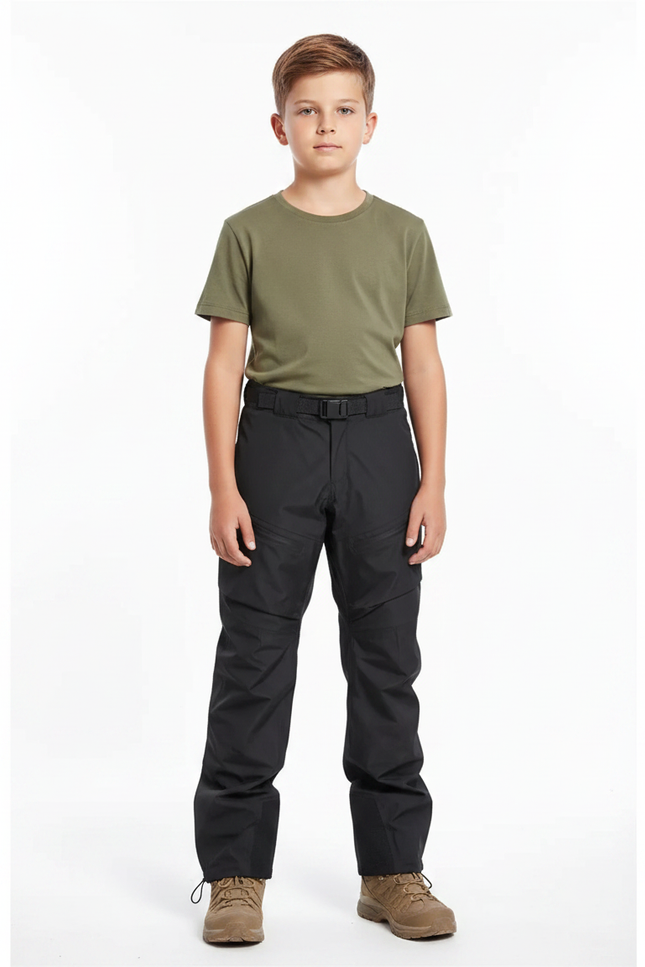 Pantalon Randonnée Noir Imperméable Tactique Enfant - Polyester
