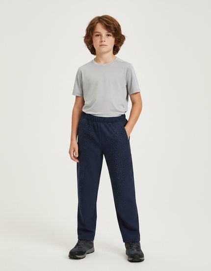 Pantalon Randonnée Enfant Imperméable Bleu Marine Polaire - Molleton