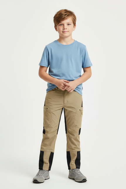 Pantalon Randonnée Beige Cargo Enfant Léger - Polyester