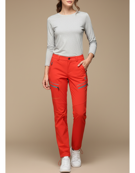 Pantalon Randonnée Orange Respirant Extensible Femme - Polyester