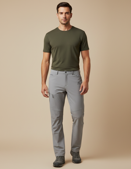 Pantalon Randonnée Gris Homme Droit Respirant Imperméable - Polyester