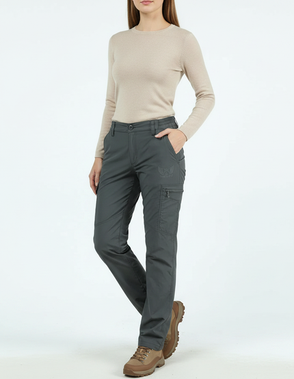Pantalon Randonnée Gris Femme Léger Respirant Imperméable - Polyester