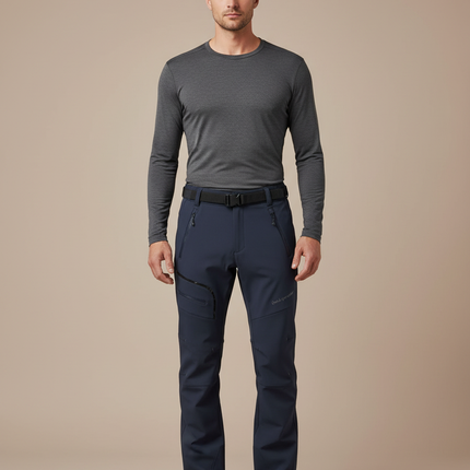 Pantalon Randonnée Homme Bleu Marine Softshell Imperméable - Polyester