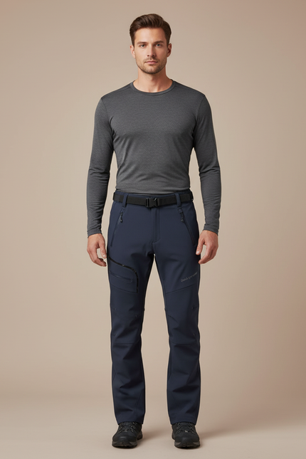 Pantalon Randonnée Homme Bleu Marine Softshell Imperméable - Polyester