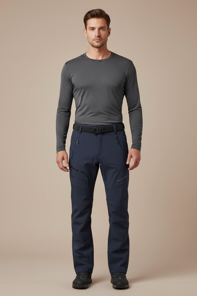 Pantalon Randonnée Homme Bleu Marine Softshell Imperméable - Polyester