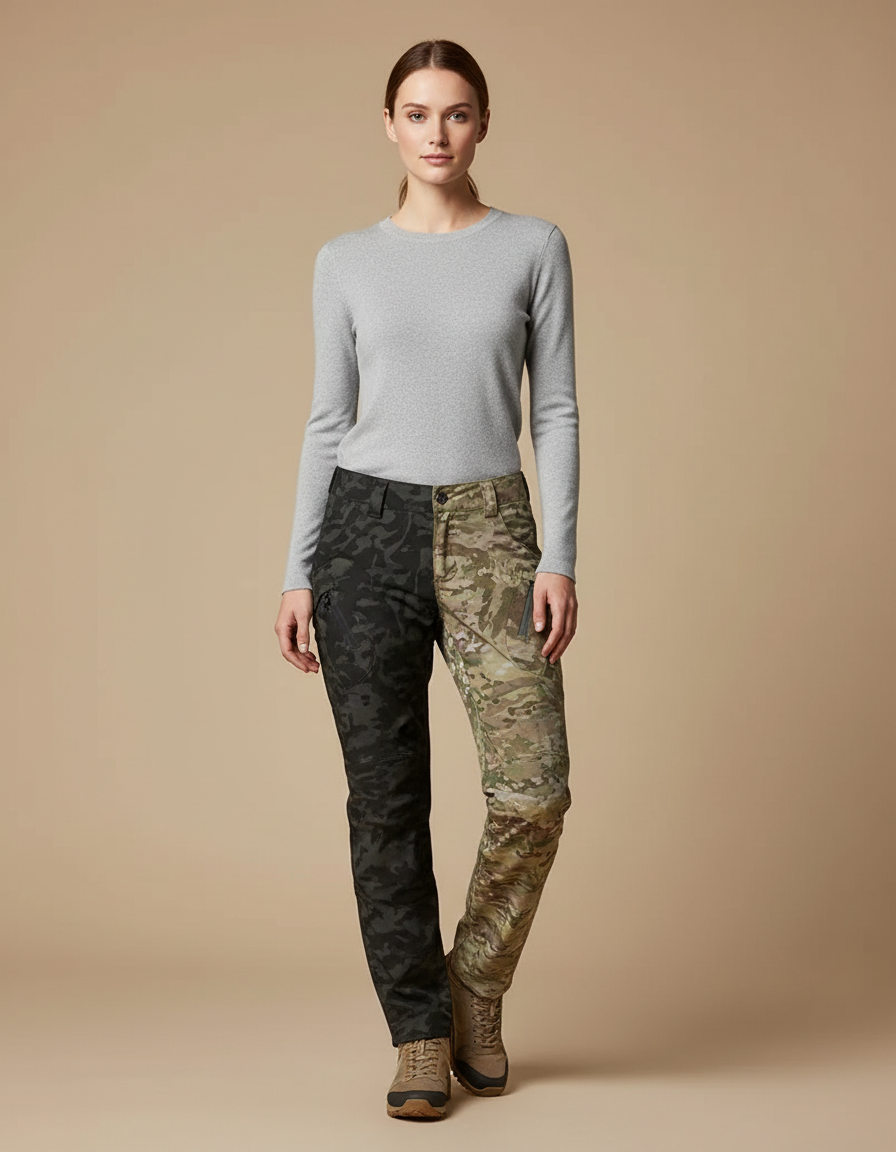 Pantalon Randonnée Camouflage Bicolore Slim Fit Imperméable - Multicolore Polyester