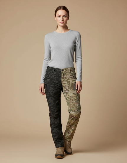 Pantalon Randonnée Camouflage Bicolore Slim Fit Imperméable - Multicolore Polyester
