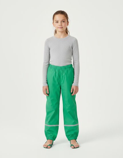 Pantalon Randonnée Vert Enfant Imperméable Réfléchissant Élastique - Polyester