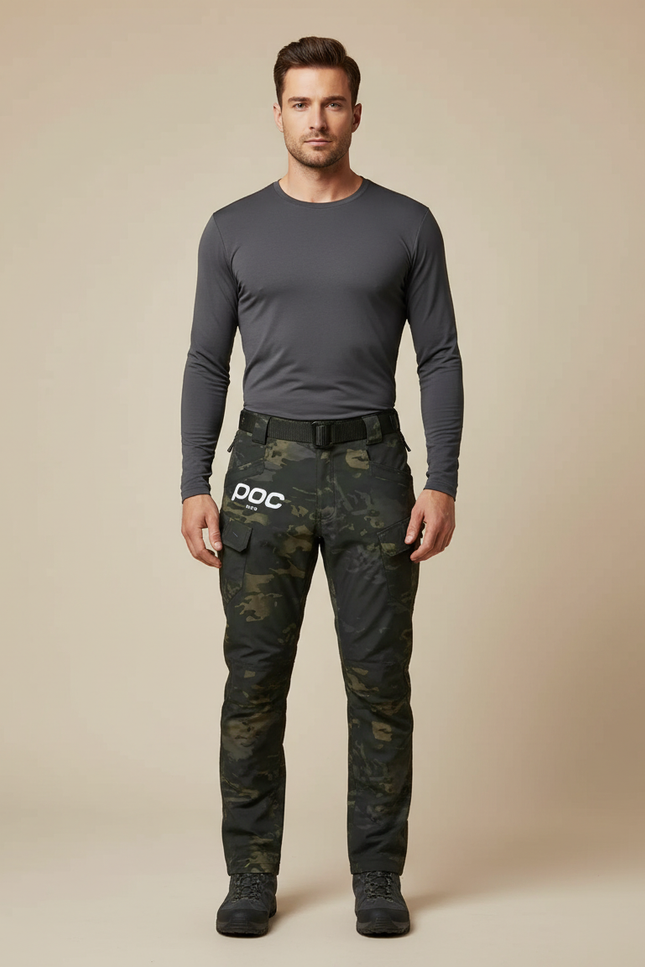 Pantalon Randonnée Camouflage Militaire Cargo Homme Résistant - Kaki Polyester