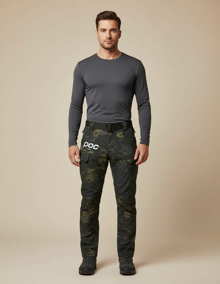 Pantalon Randonnée Camouflage Militaire Cargo Homme Résistant - Kaki Polyester