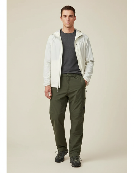 Pantalon Randonnée Kaki Cargo Droit Homme Multi-poches - Polyester