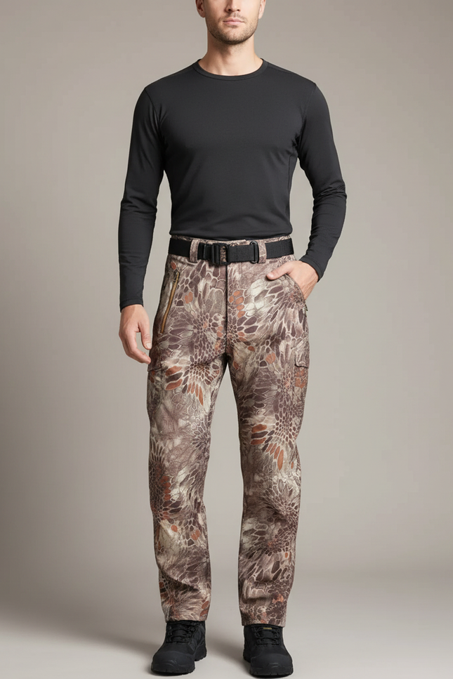 Pantalon Randonnée Camouflage Homme Tactique Imperméable Softshell - Multicolore Polyester