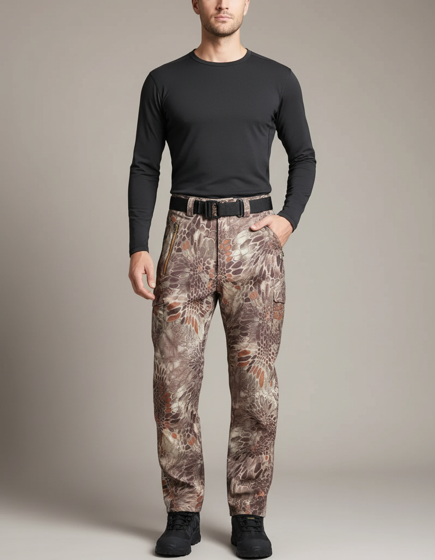 Pantalon Randonnée Camouflage Homme Tactique Imperméable Softshell - Multicolore Polyester