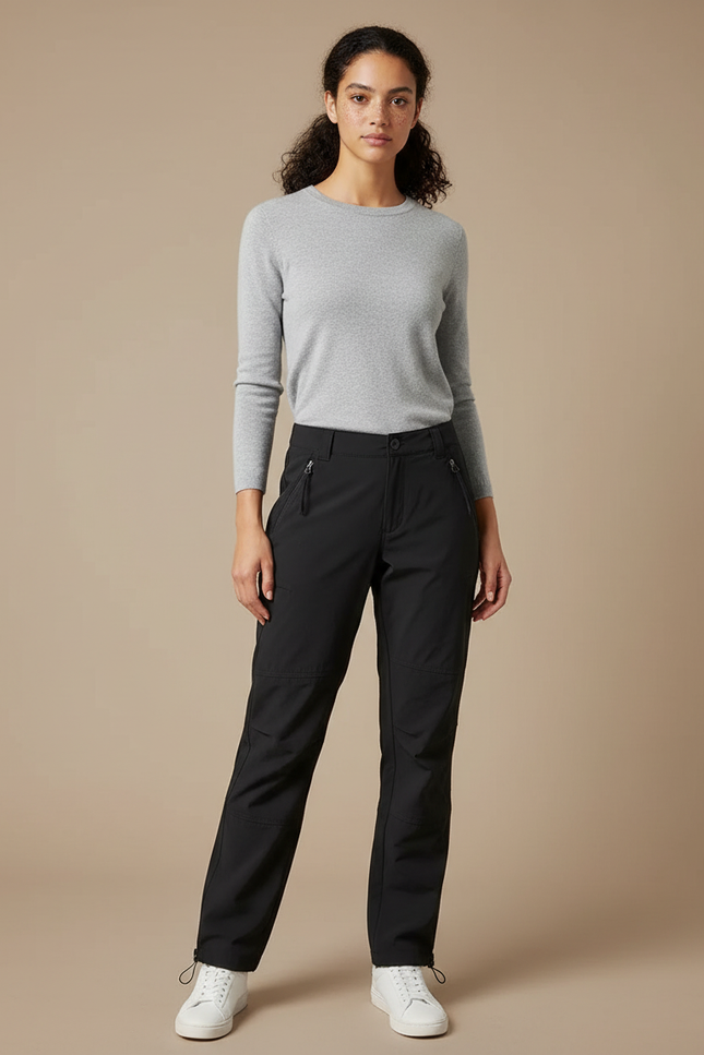 Pantalon Randonnée Noir Cargo Confortable Femme Sport - Polyester
