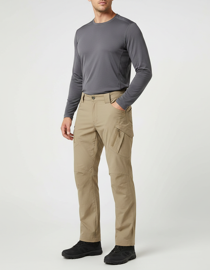 Pantalon Randonnée Beige Cargo Tactique Homme Multi-Poches Confortable - Toile