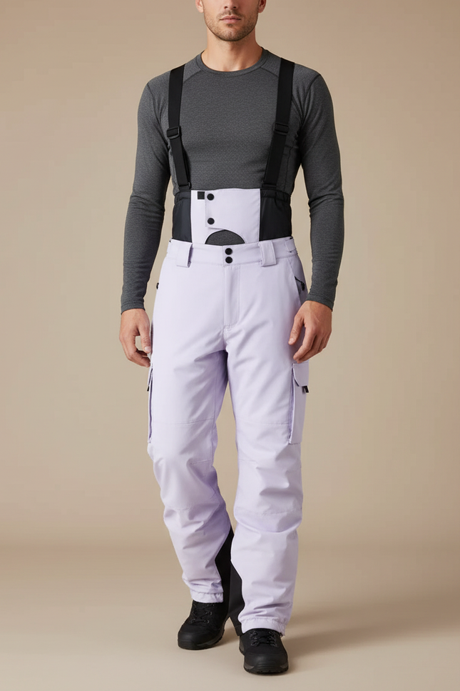 Pantalon Randonnée Violet Bretelles Imperméable Hiver Homme - Polyester