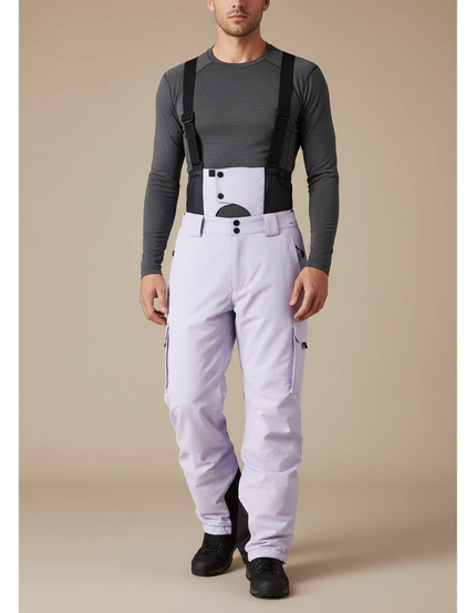 Pantalon Randonnée Violet Bretelles Imperméable Hiver Homme - Polyester
