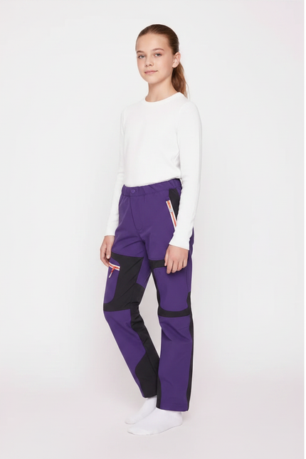 Pantalon Randonnée Violet Enfant Softshell Chaud - Polyester