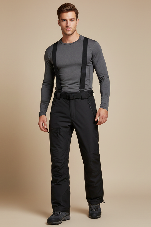 Pantalon Randonnée Noir Bretelles Impermé Homme - Polyester