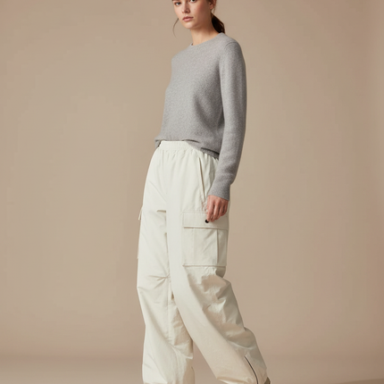Pantalon Randonnée Beige Ample Cargo Décontracté Unisexe - Polyester