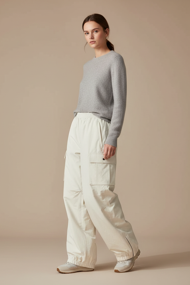 Pantalon Randonnée Beige Ample Cargo Décontracté Unisexe - Polyester
