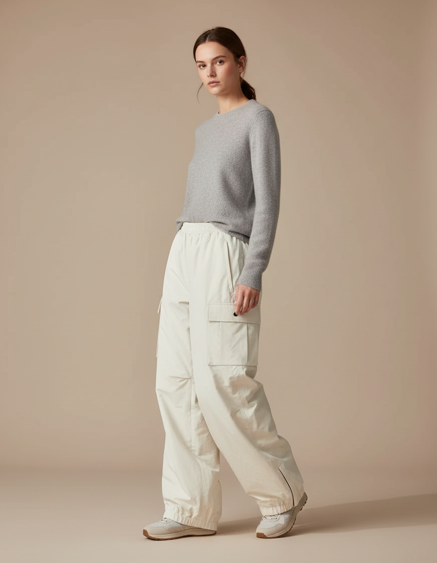 Pantalon Randonnée Beige Ample Cargo Décontracté Unisexe - Polyester