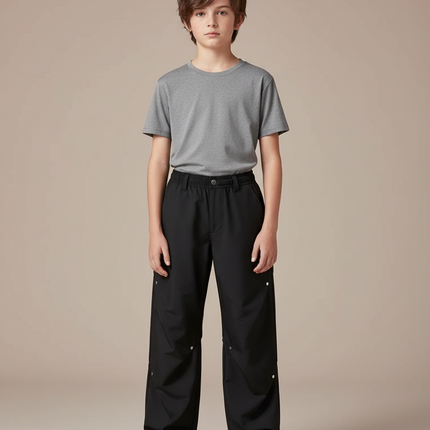 Pantalon Randonnée Noir Ample Imperméable Unisexe - Polyester