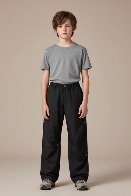 Pantalon Randonnée Noir Ample Imperméable Unisexe - Polyester