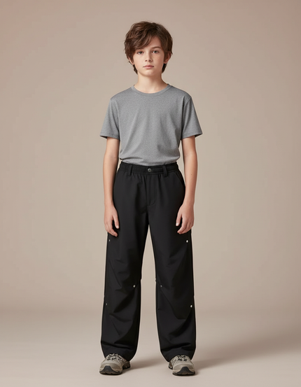 Pantalon Randonnée Noir Ample Imperméable Unisexe - Polyester
