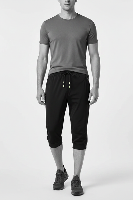 Pantalon Randonnée Noir Capri Sport Léger Séchage Rapide - Polyester