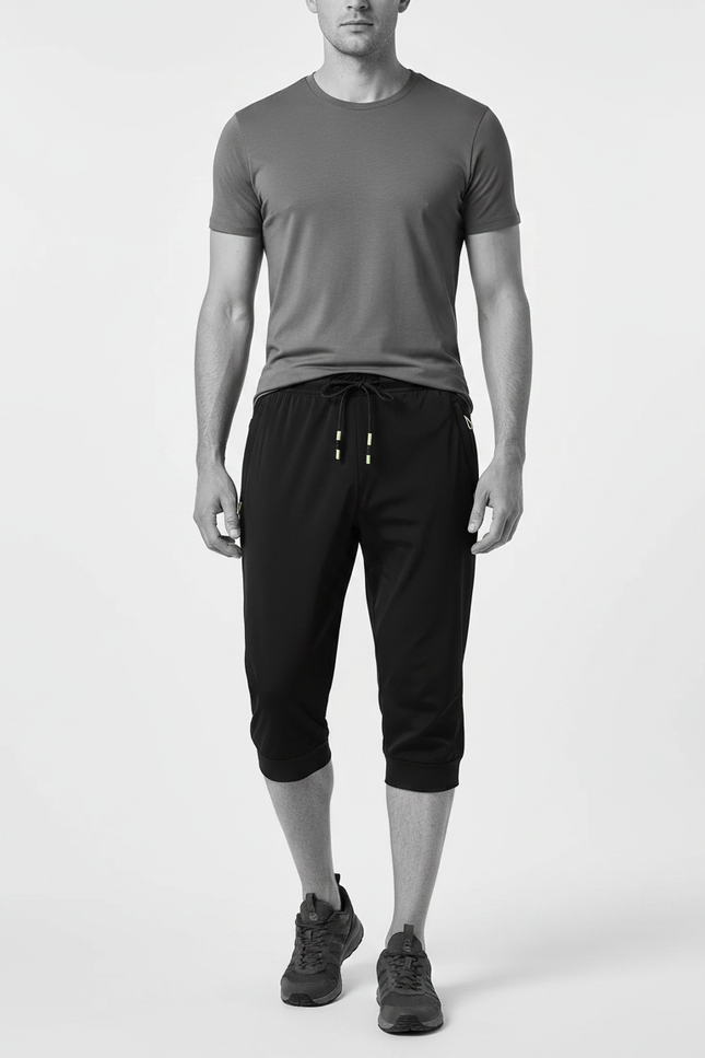 Pantalon Randonnée Noir Capri Sport Léger Séchage Rapide - Polyester