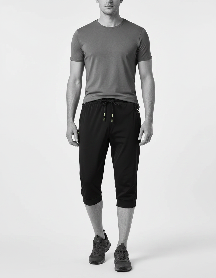 Pantalon Randonnée Noir Capri Sport Léger Séchage Rapide - Polyester
