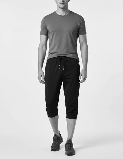 Pantalon Randonnée Noir Capri Sport Léger Séchage Rapide - Polyester