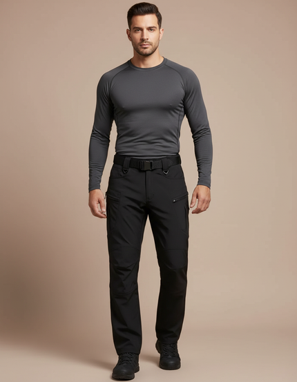 Pantalon Randonnée Noir Homme Élastique Cargo Softshell - Polyester