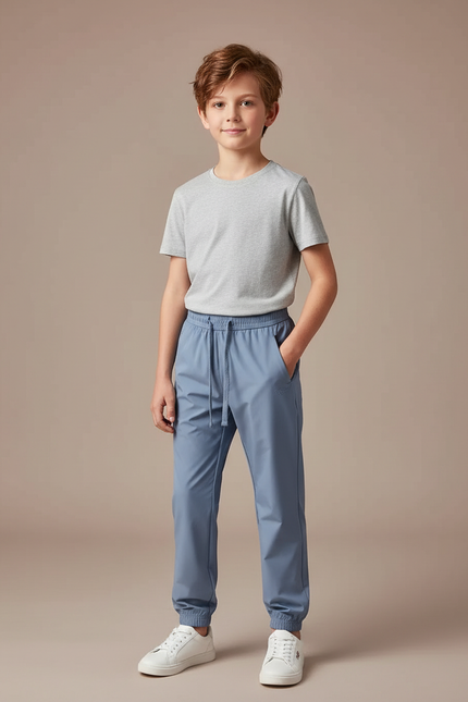Pantalon Randonnée Bleu Enfant Léger Sport Cordon - Polyester