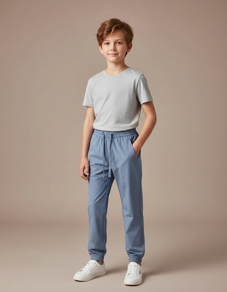 Pantalon Randonnée Bleu Enfant Léger Sport Cordon - Polyester