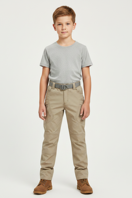 Pantalon Randonnée Beige Cargo Multipoches Enfant - Toile