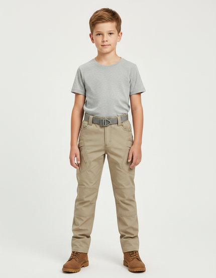 Pantalon Randonnée Beige Cargo Multipoches Enfant - Toile