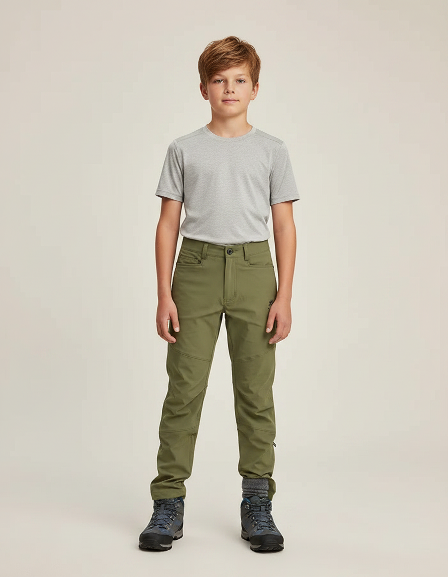 Pantalon Randonnée Kaki Enfant Léger Respirant - Polyester