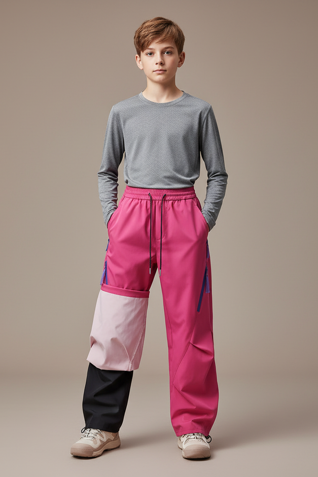 Pantalon Randonnée Rose Ample Décontracté Enfant Bicolore - Polyester