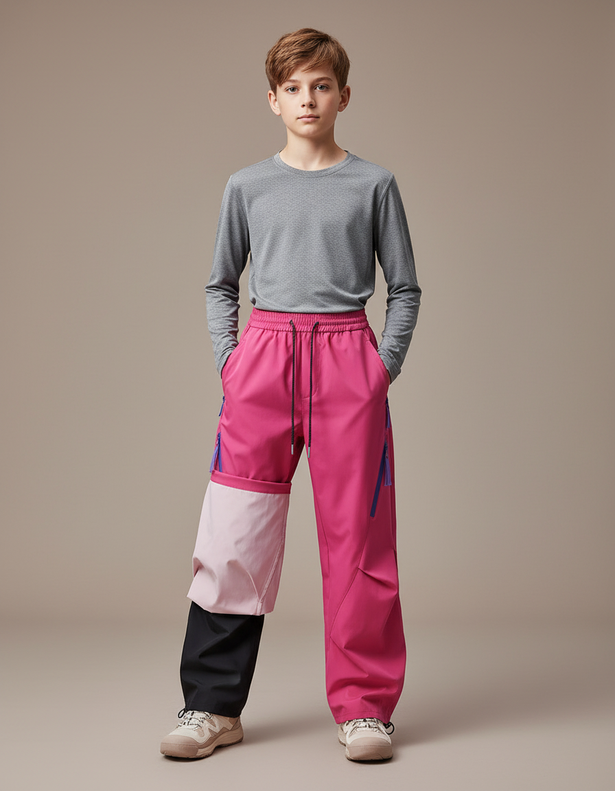 Pantalon Randonnée Rose Ample Décontracté Enfant Bicolore - Polyester