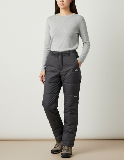 Pantalon Randonnée Noir Matelassé Chaud Hiver Femme - Gris Polyester