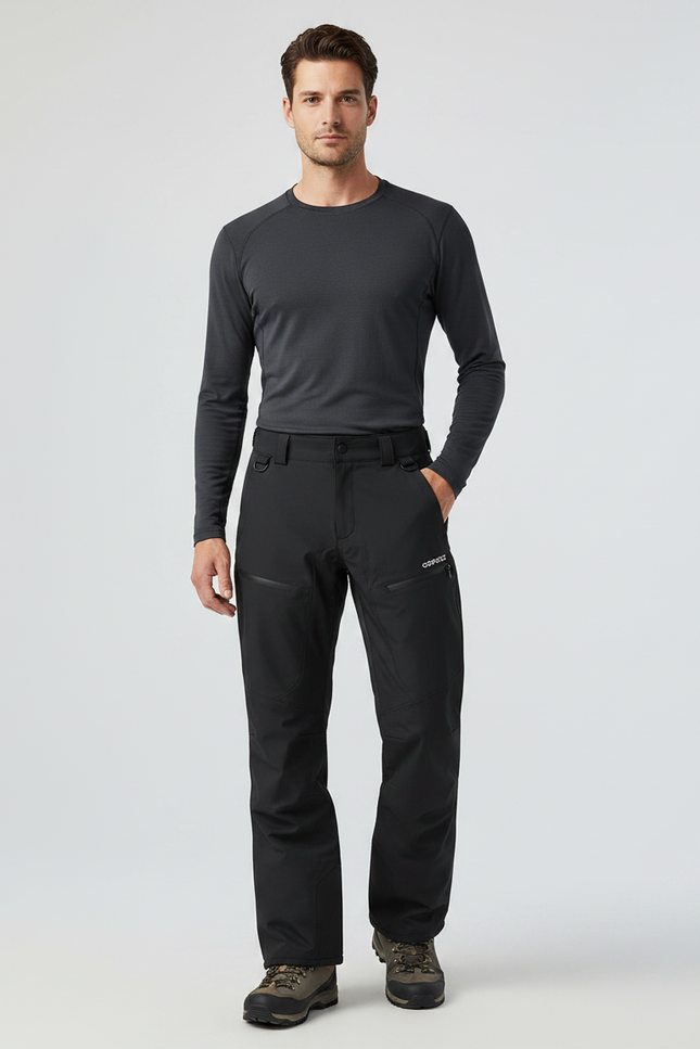 Pantalon Randonnée Noir Ample Imperméable Zippé Homme - Polyester
