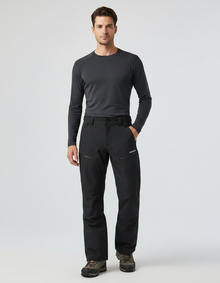 Pantalon Randonnée Noir Ample Imperméable Zippé Homme - Polyester
