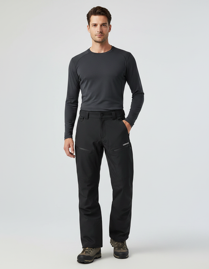 Pantalon Randonnée Noir Ample Imperméable Zippé Homme - Polyester