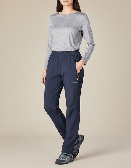 Pantalon Randonnée Femme Bleu Marine Élastique Chaud - Polyester