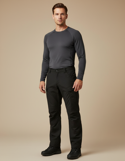 Pantalon Randonnée Noir Cargo Homme Tactique Multi-Poches - Polyester